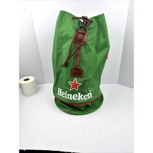Heineken Green Backpack Duffel Bag Drawstring Bottom Compartment W Bottle Opener